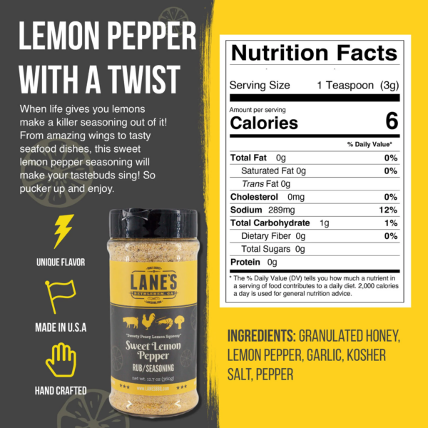 Lane´s Sweet Lemon Pepper Rub (360 g) - Bild 2