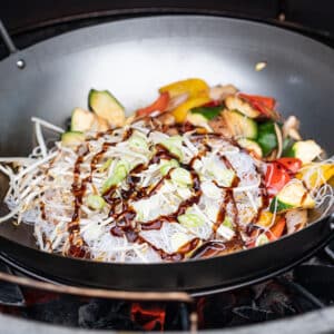 Alternative view of BGE Carbon Steel Grill Wok with Bamboo Spatle